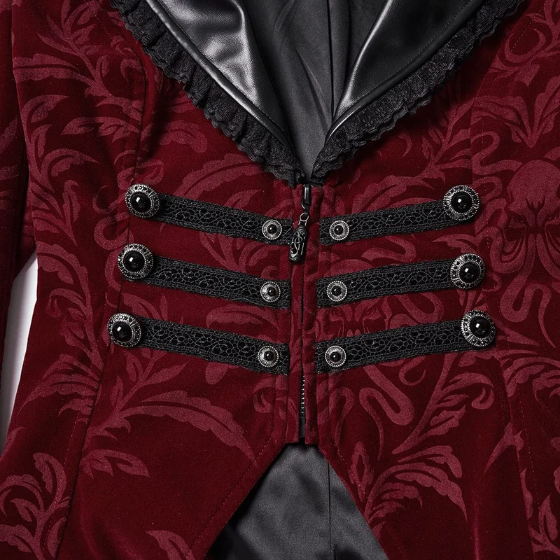 Gothic-Schnürjacke mit Blumenmuster für Damen, Rot