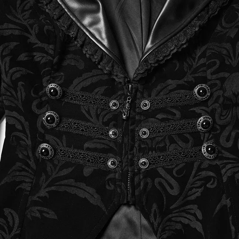 Gothic-Schnürjacke mit Blumenmuster für Damen, Schwarz