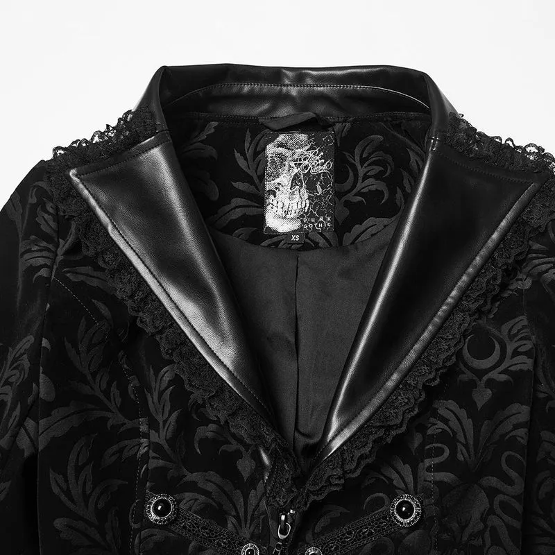 Gothic-Schnürjacke mit Blumenmuster für Damen, Schwarz