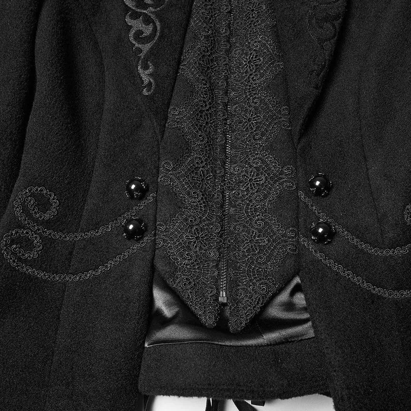 Gothic-Schnürjacke mit Blumenstickerei für Damen, Schwarz