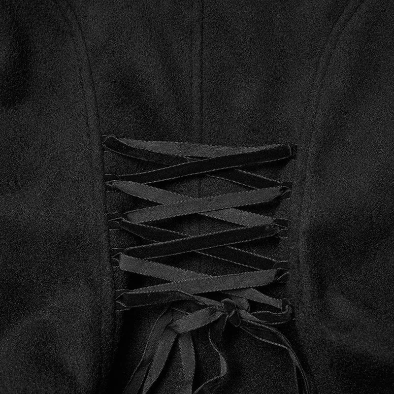 Gothic-Schnürjacke mit Blumenstickerei für Damen, Schwarz