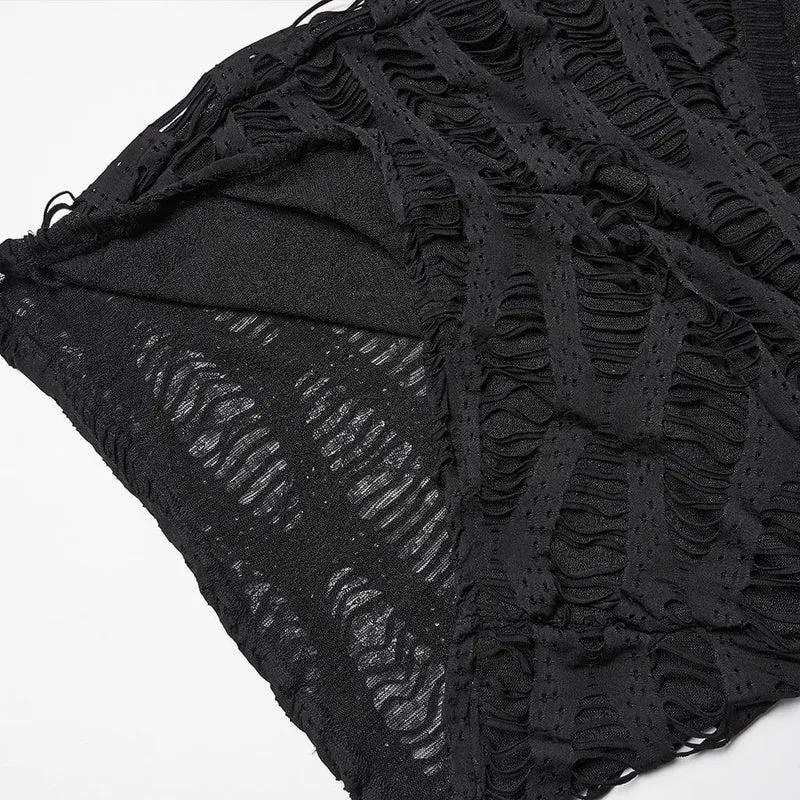 Damen-Strickjacke mit Punk-Fledermausärmeln und Rissen