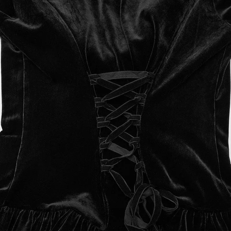 Gothic-Strickjacke aus Kunstpelz mit V-Ausschnitt und Schnürung für Damen