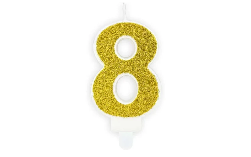 Geburtstagskerze Gold Glitzer "8"