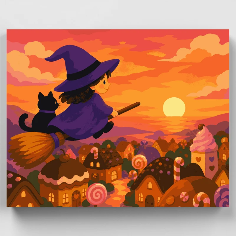 Candy Village Witch - Paint by Numbers Kit