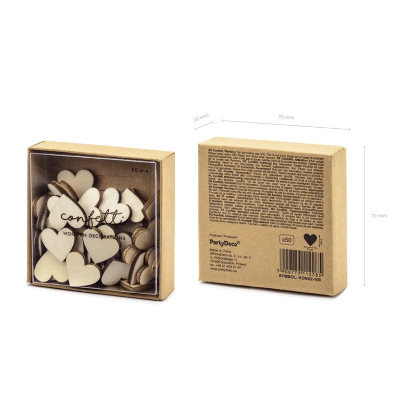 Holzkonfetti - Herzen 50 Stk.