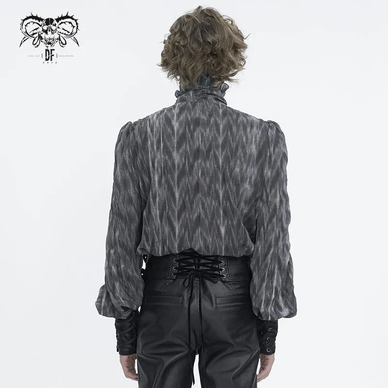 Herren-Gothic-Hemd mit Rüschen und Stehkragen und Schnürung