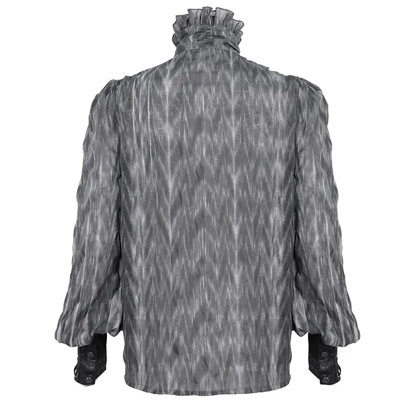 Herren-Gothic-Hemd mit Rüschen und Stehkragen und Schnürung