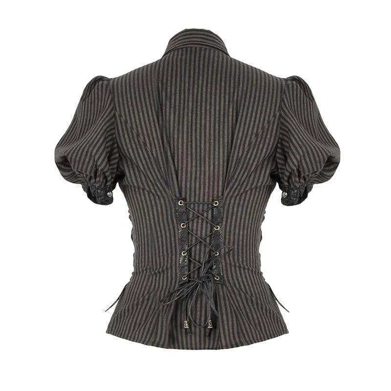 Damen Schnür-Steampunk-Kurzarmhemden