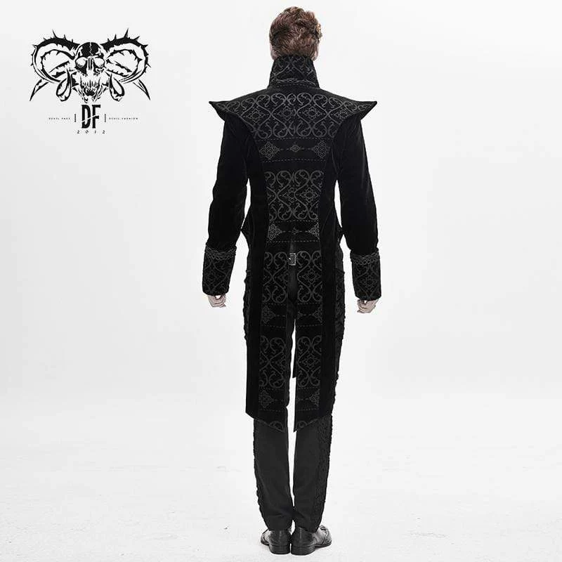 Herren Gothic Stehkragen Jacquard Cross Coats