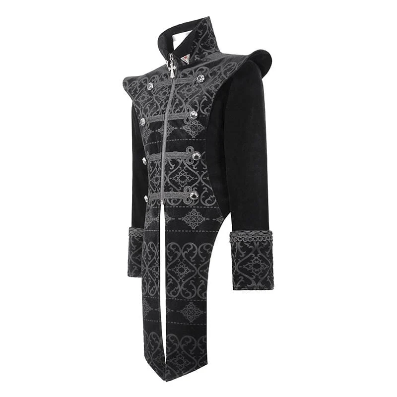 Herren Gothic Stehkragen Jacquard Cross Coats