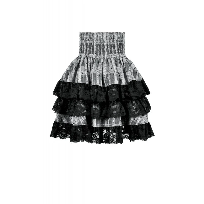 Gothic-Rock mit Lagensaum und Schnürung und hoher Taille für Damen