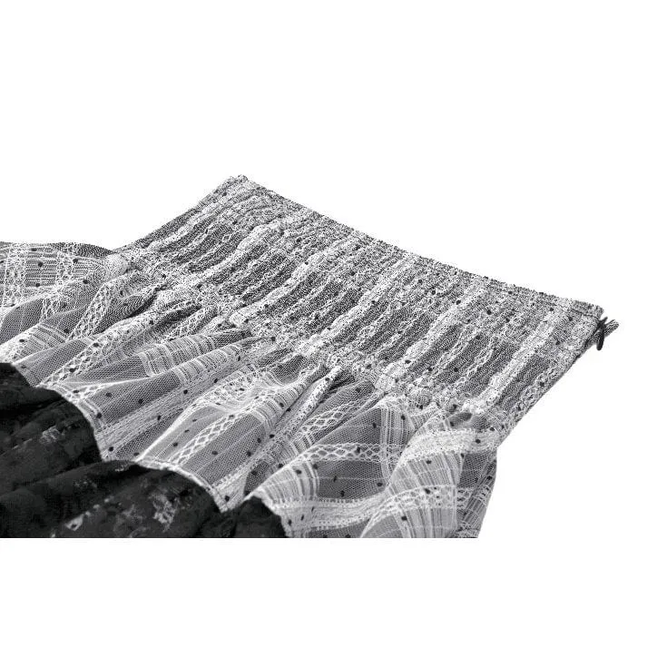 Gothic-Rock mit Lagensaum und Schnürung und hoher Taille für Damen