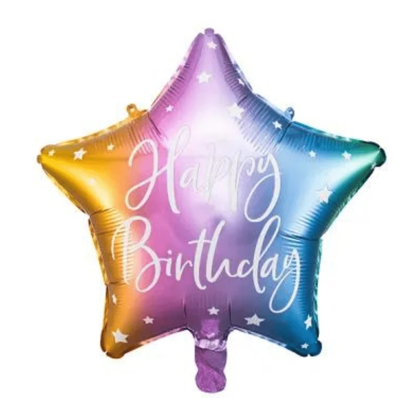 Heliumballon-Geschenk Sternchen "Happy Birthday" Bunt