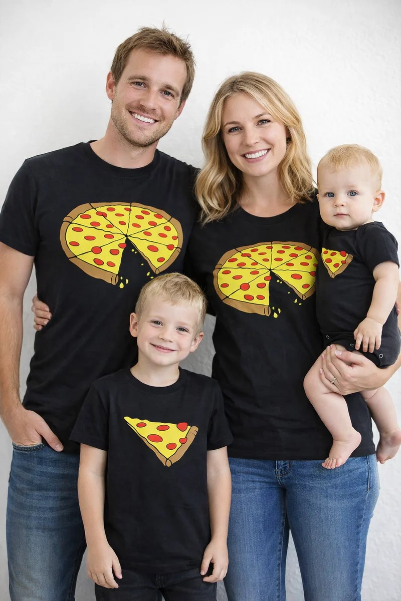Vater Tochter T Shirt Pizza