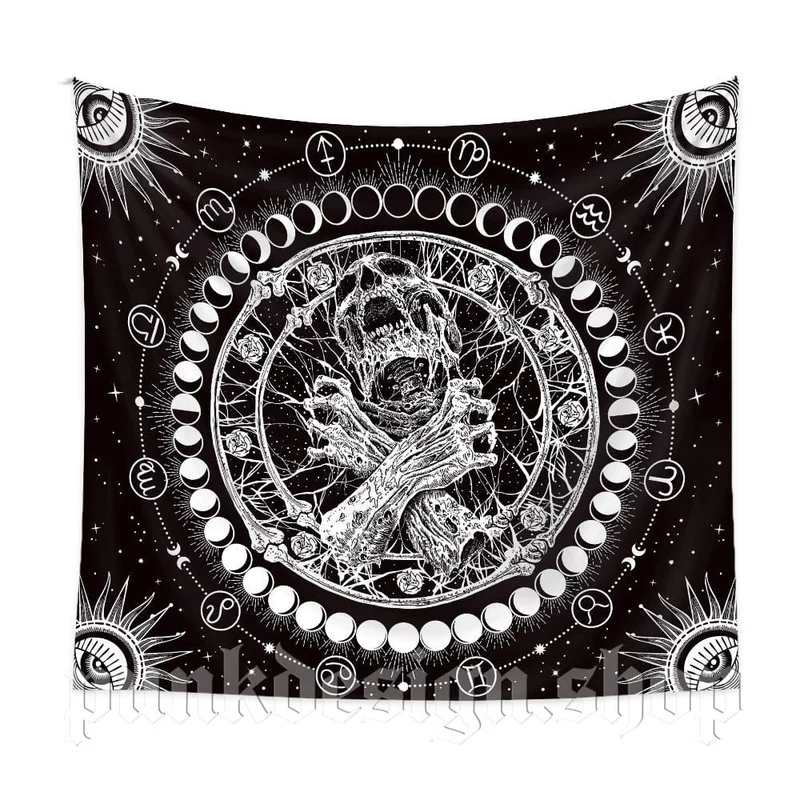 Gotischer Wandteppich mit Totenkopfmotiv für Zuhause
