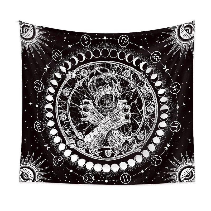 Gotischer Wandteppich mit Totenkopfmotiv für Zuhause