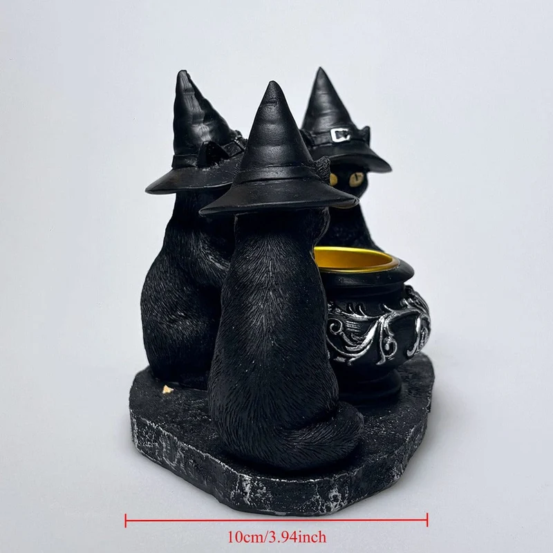 Gotischer Zauberkatzen-Kerzenständer-Ornament für Zuhause