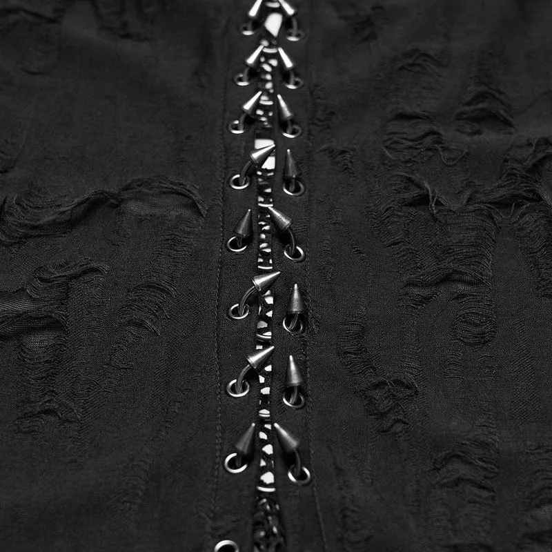 Gothic-Mantel mit Kapuze für Damen in Übergröße, aus zerrissenem Mesh und mit Kapuze