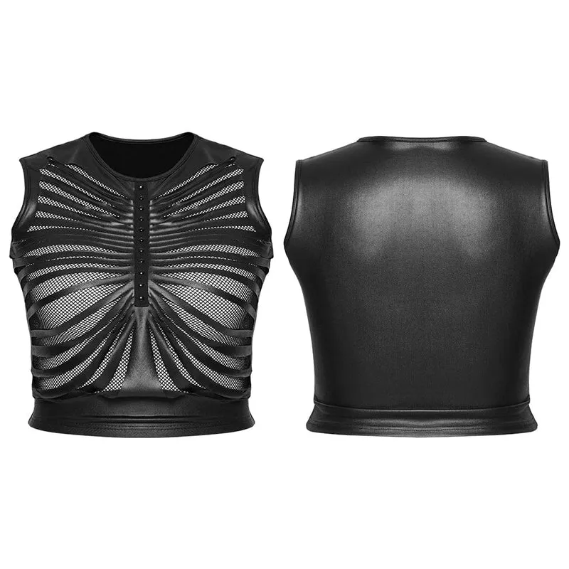 Punk-Tanktop in Übergröße mit Rippenmuster und Mesh-Einsätzen