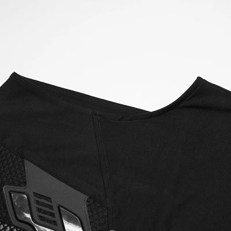 Cyberpunk-Tanktop für Damen in Übergröße mit tiefem Ausschnitt und Mesh-Einsätzen