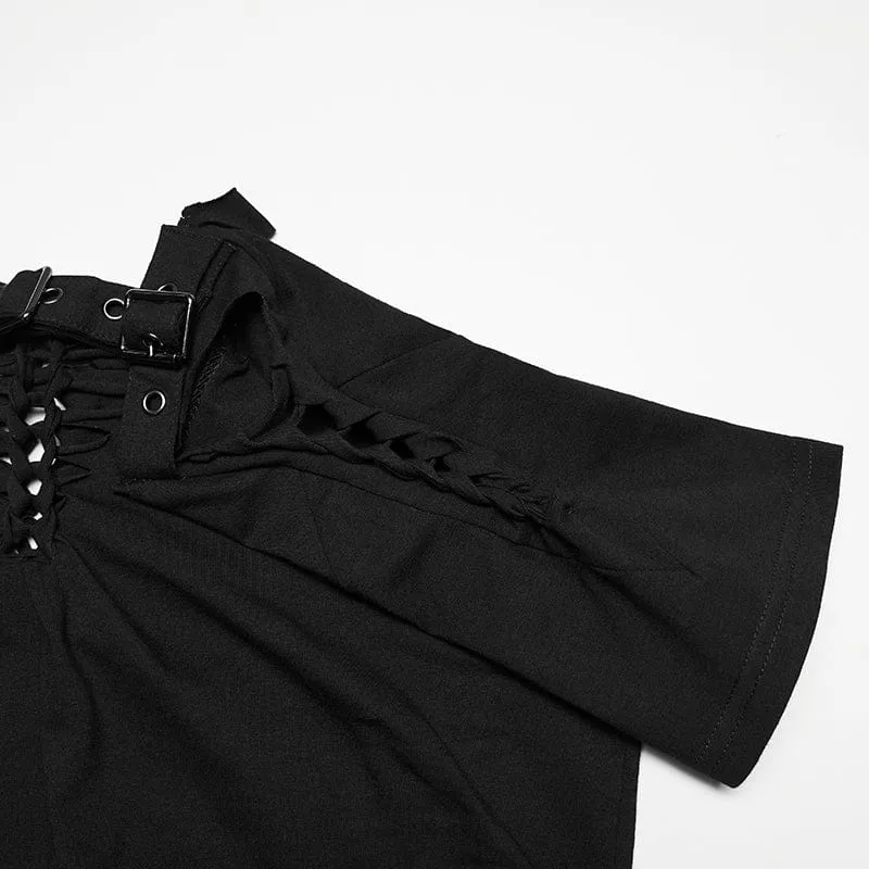 Punk-Hemd mit Rissen und Schnallen in Übergröße für Damen