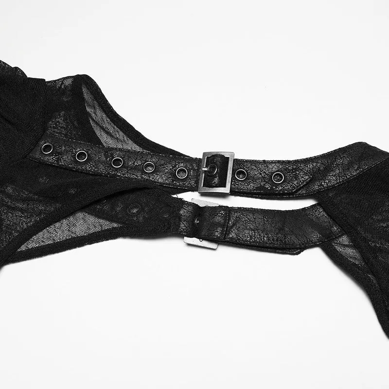 Schwarzes Punk-Partykleid in Übergröße mit unregelmäßigen Raffungen und Kapuzencape