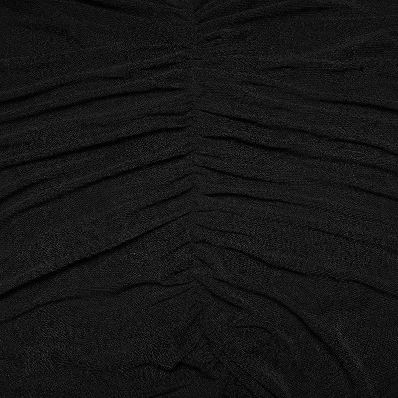 Schwarzes Punk-Partykleid in Übergröße mit unregelmäßigen Raffungen und Kapuzencape