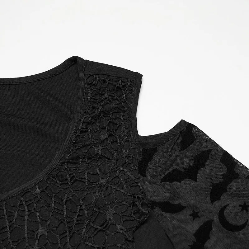 Gothic-Hexenkleid für Damen in Übergröße, unregelmäßig geschnitten, schulterfrei, mit Rüschen