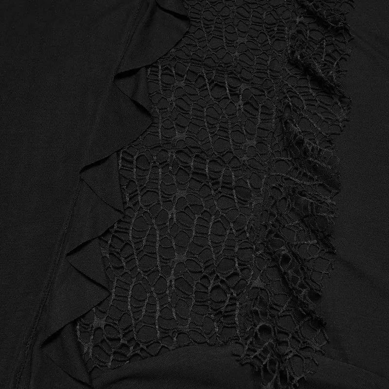 Gothic-Hexenkleid für Damen in Übergröße, unregelmäßig geschnitten, schulterfrei, mit Rüschen