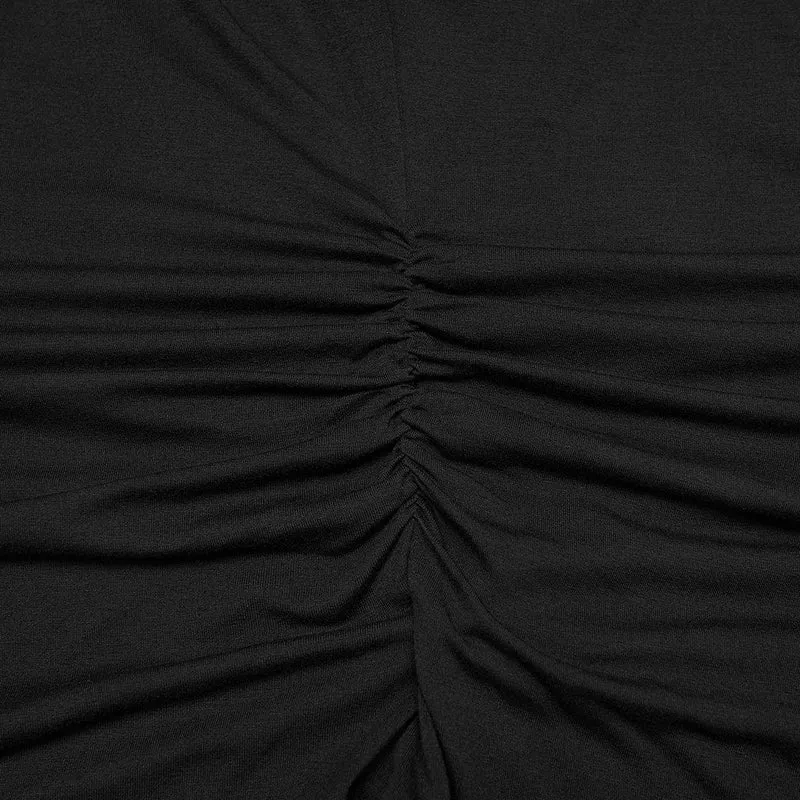 Gothic-T-Shirt für Damen in Übergröße mit tiefem Ausschnitt und Blumenstickerei