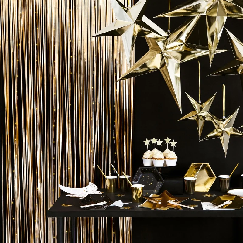 Partyvorhang lang Satin Gold