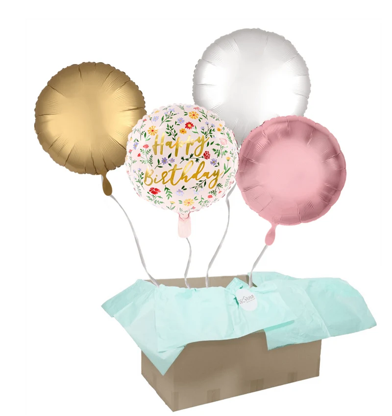 Heliumballon-Geschenk "Happy Birthday" Boho Flower