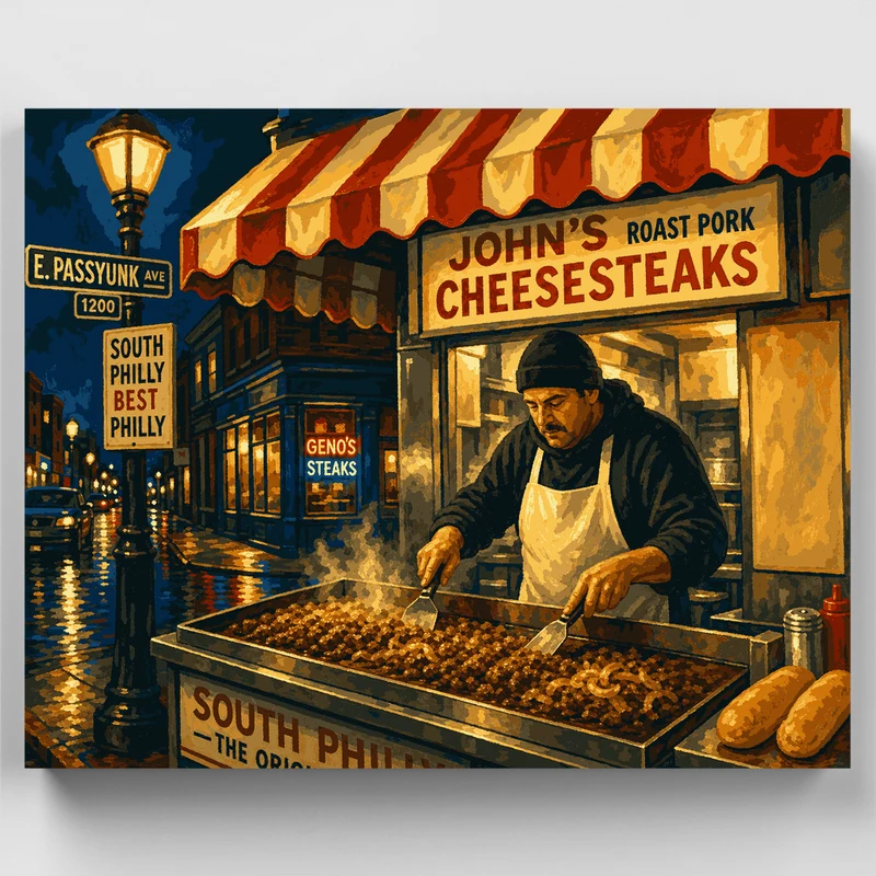 Passyunk Avenue Cheesesteak Stand - Paint by Numbers Kit