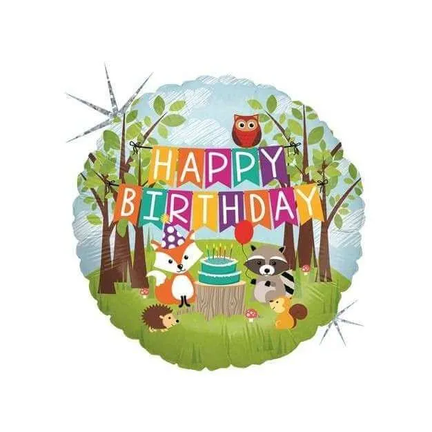 Heliumballon-Geschenk "Happy Birthday" Waldtiere