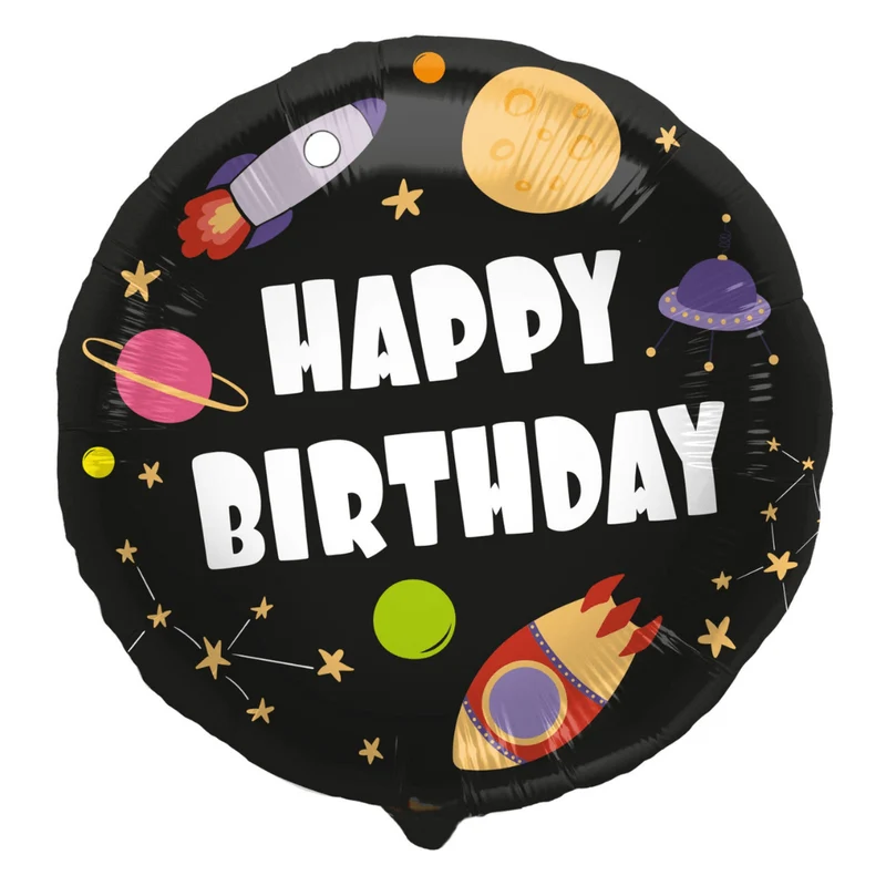 Geburtstagsballon "Happy Birthday" Weltraum
