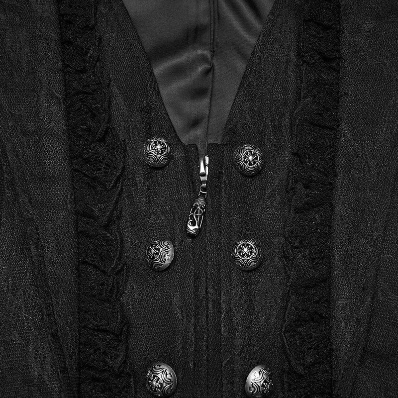 Gothic-Weste für Damen in Übergröße mit Rüschen und Spitzeneinsatz am Revers
