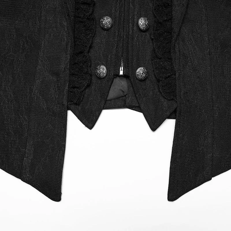 Gothic-Weste für Damen in Übergröße mit Rüschen und Spitzeneinsatz am Revers