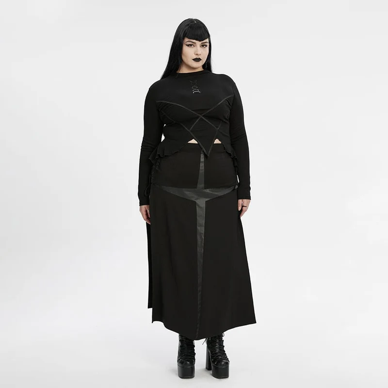 Damen-Shirt in Übergröße mit Punk-Motiv und unregelmäßigem Mondaufdruck
