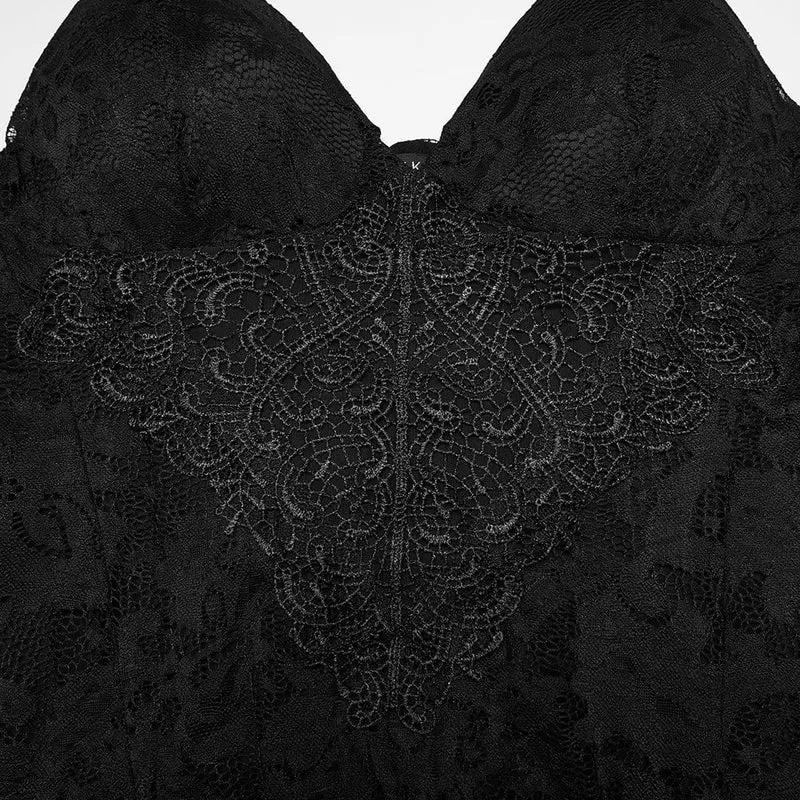 Gothic-Abendkleid aus Spitze in Übergröße für Damen mit tiefem Ausschnitt und Schlitz