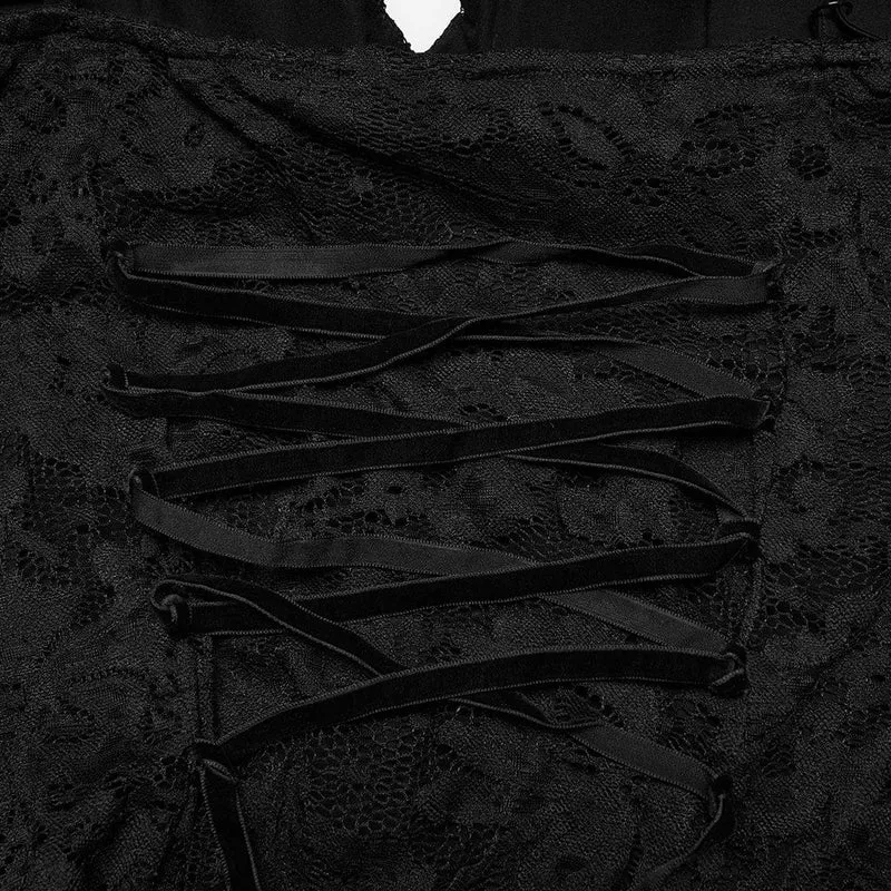 Gothic-Abendkleid aus Spitze in Übergröße für Damen mit tiefem Ausschnitt und Schlitz