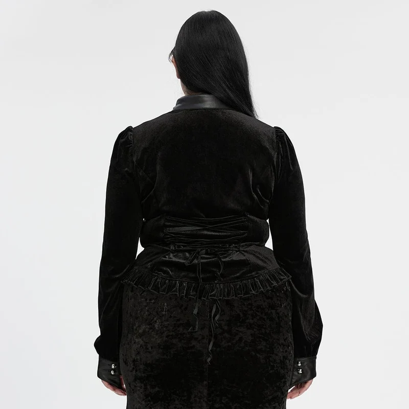 Gothic-Samtbluse mit Puffärmeln und Farbverlauf für Damen in Übergröße