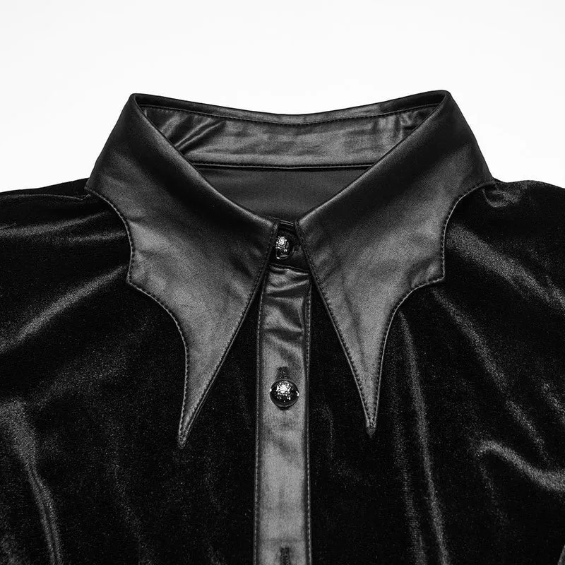 Gothic-Samtbluse mit Puffärmeln und Farbverlauf für Damen in Übergröße