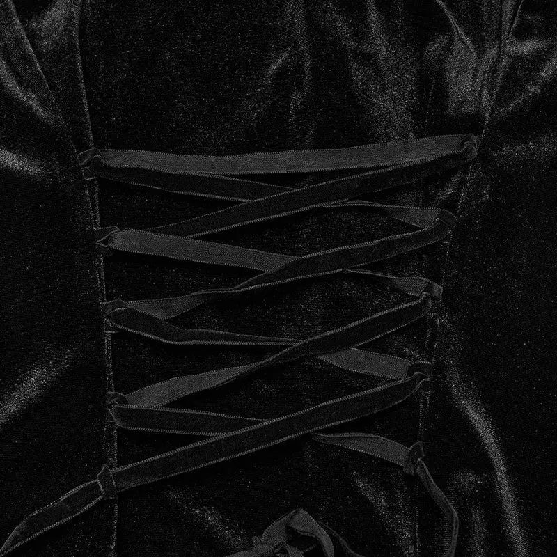 Gothic-Samtbluse mit Puffärmeln und Farbverlauf für Damen in Übergröße