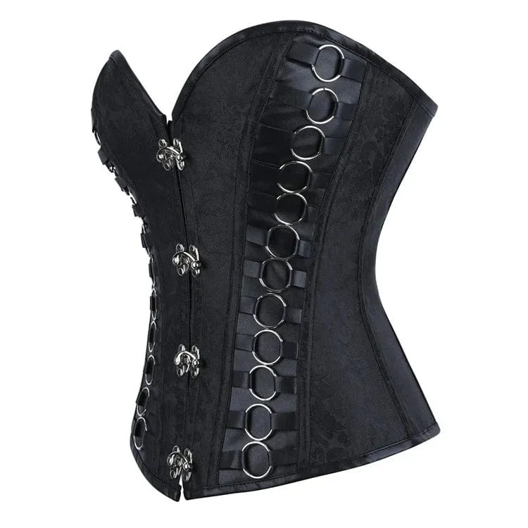 Gothic-Schnürkorsett für Damen mit Ringen und Schnallen