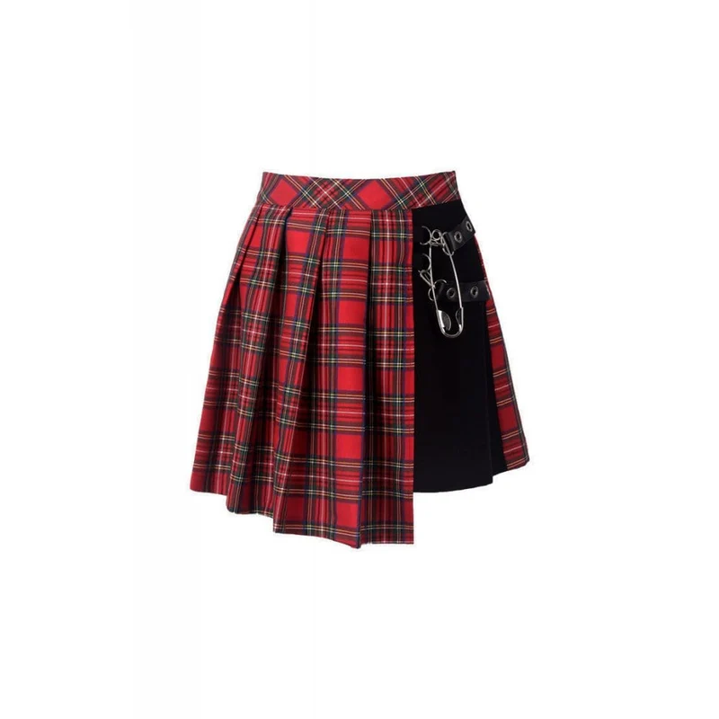 Frauen Punk Red Plaid Faltenrock