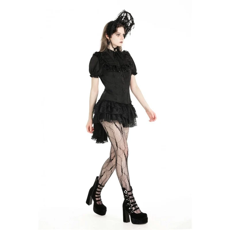 Damen-Gothic-Hemd mit Puffärmeln und Rüschen