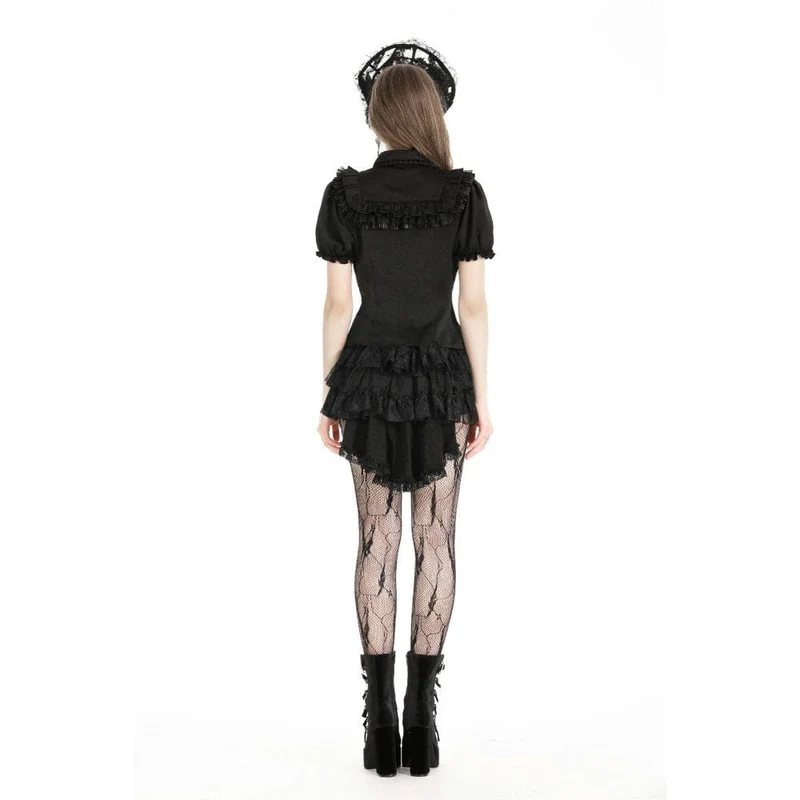 Damen-Gothic-Hemd mit Puffärmeln und Rüschen