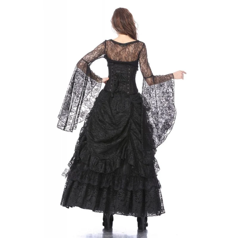 Mehrschichtiger Gothic-Spitzen-Maxirock für Damen