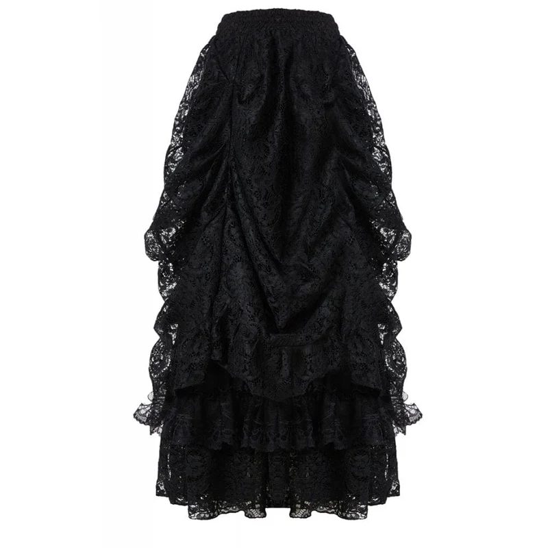 Mehrschichtiger Gothic-Spitzen-Maxirock für Damen
